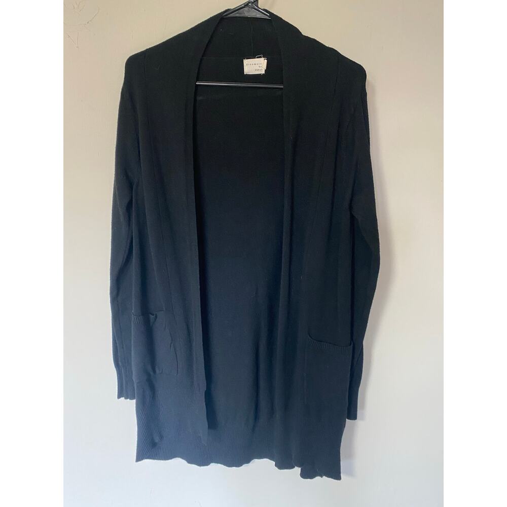 Dreamers by Debut Black Soft Open Front Sweater with Patch Pockets S/M